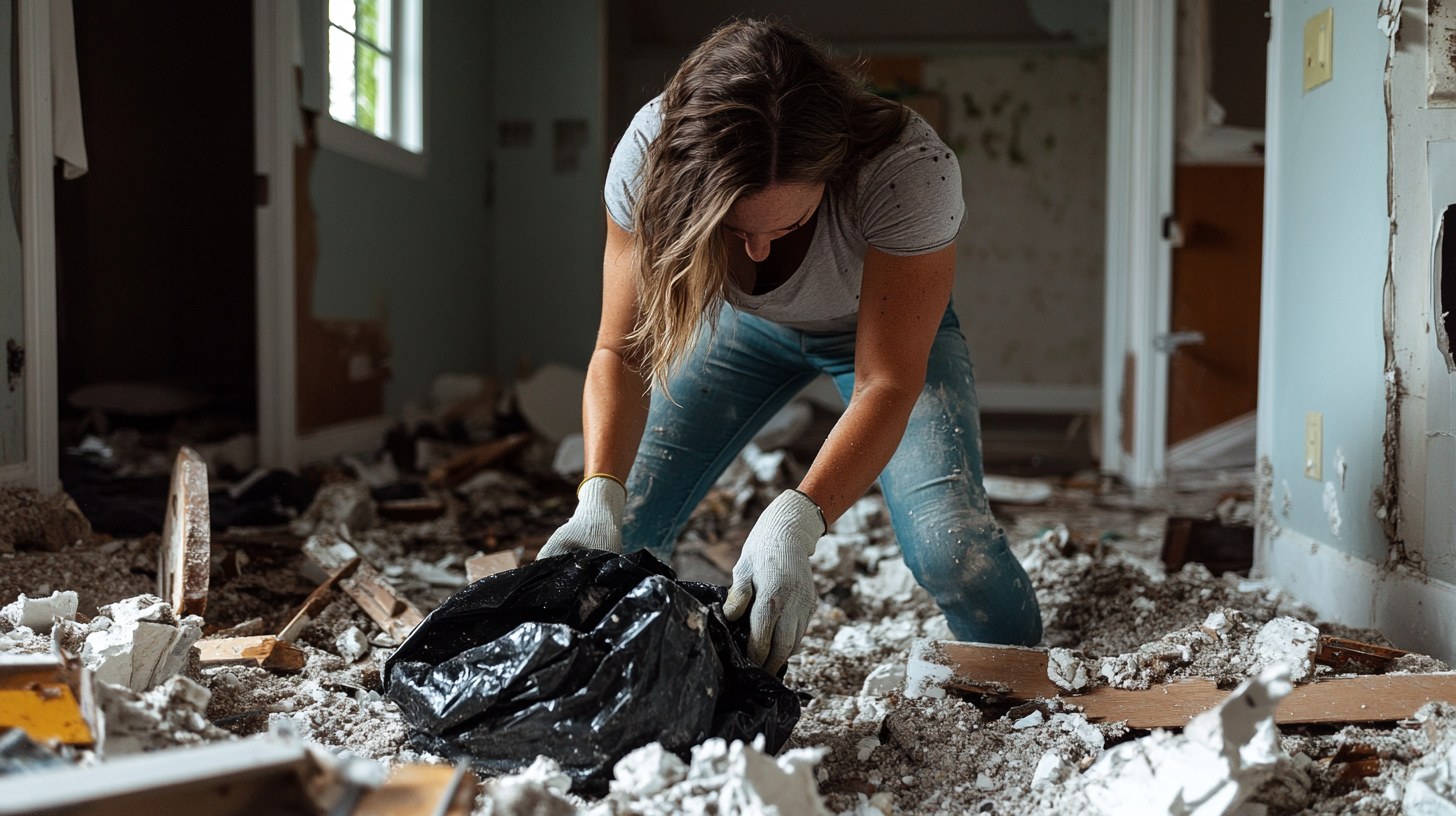 Dog near hurricane waste bags — Leptospirosis transmission risk