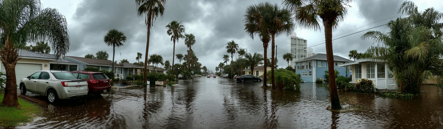 Florida residential street flooded after hurricane