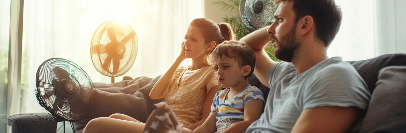 Family coping with heat during power outage