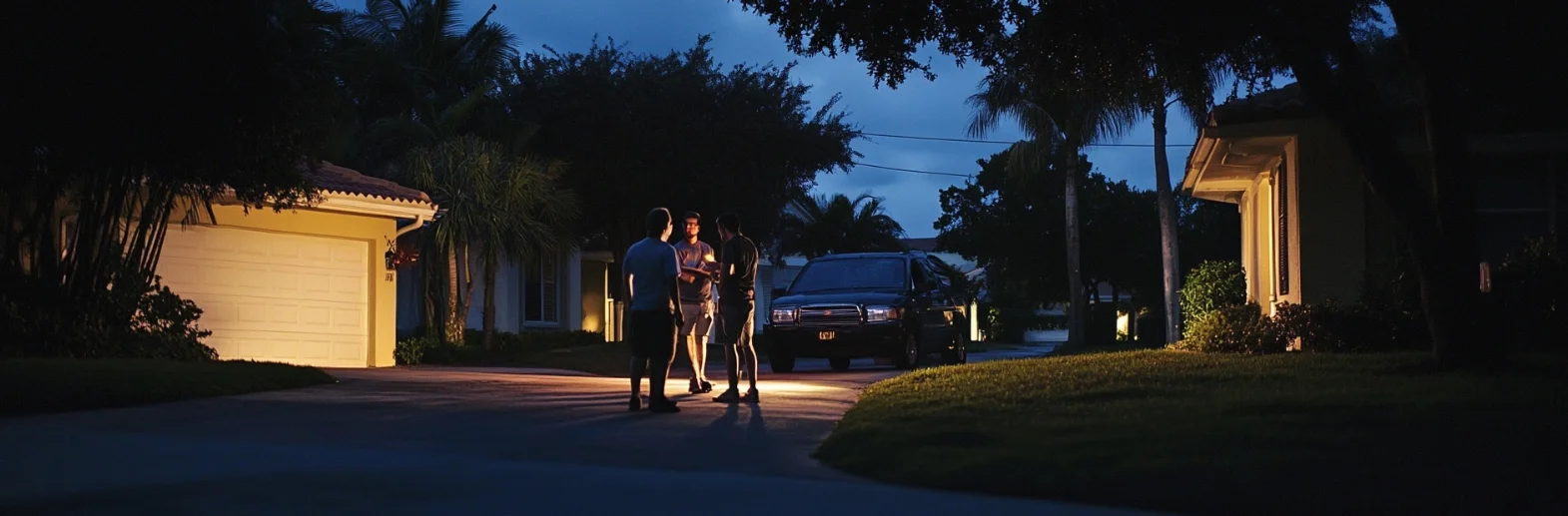 Neighbors gathering on street during power outage