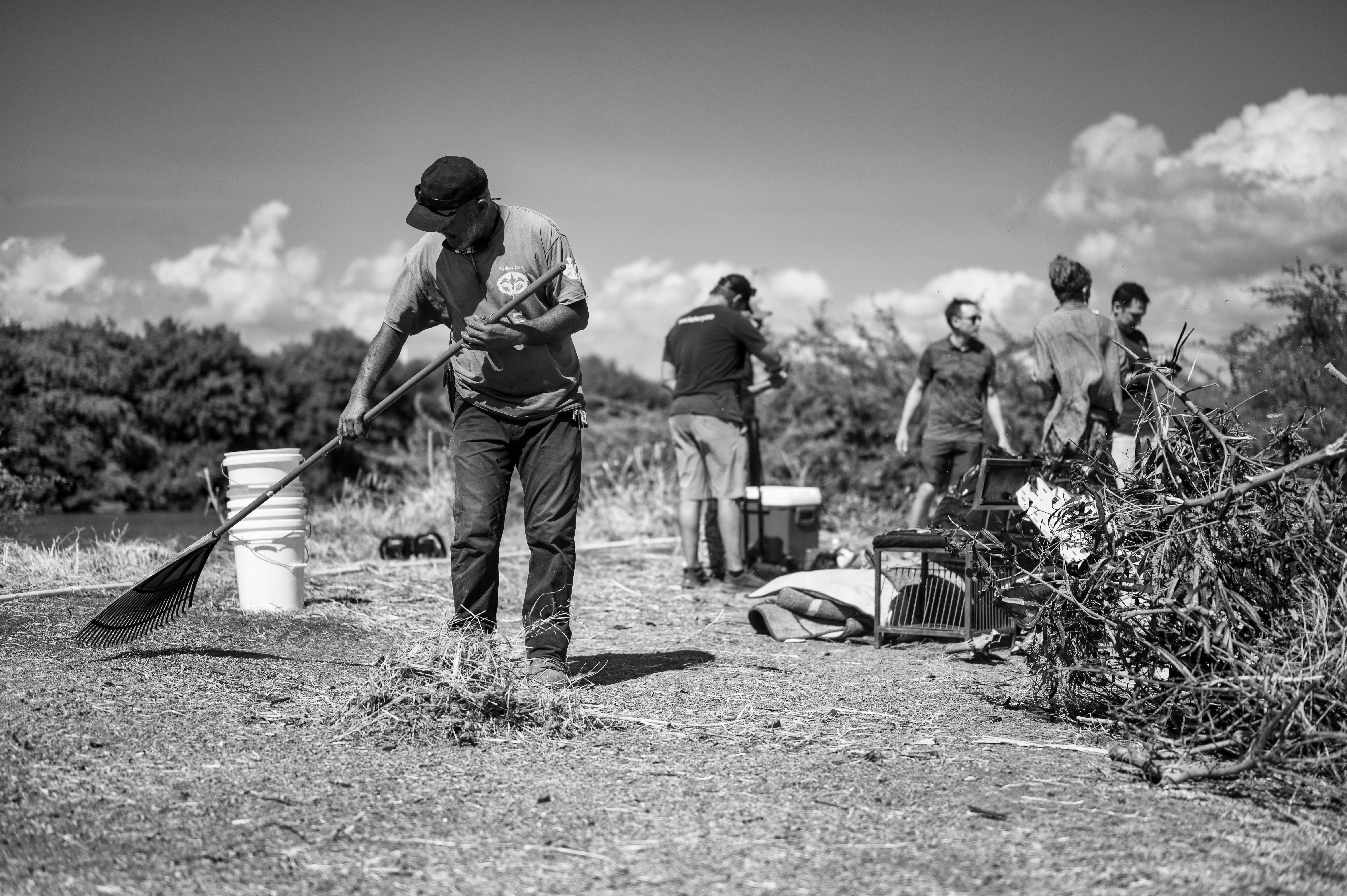 Neighbors helping with cleanup after hurricane