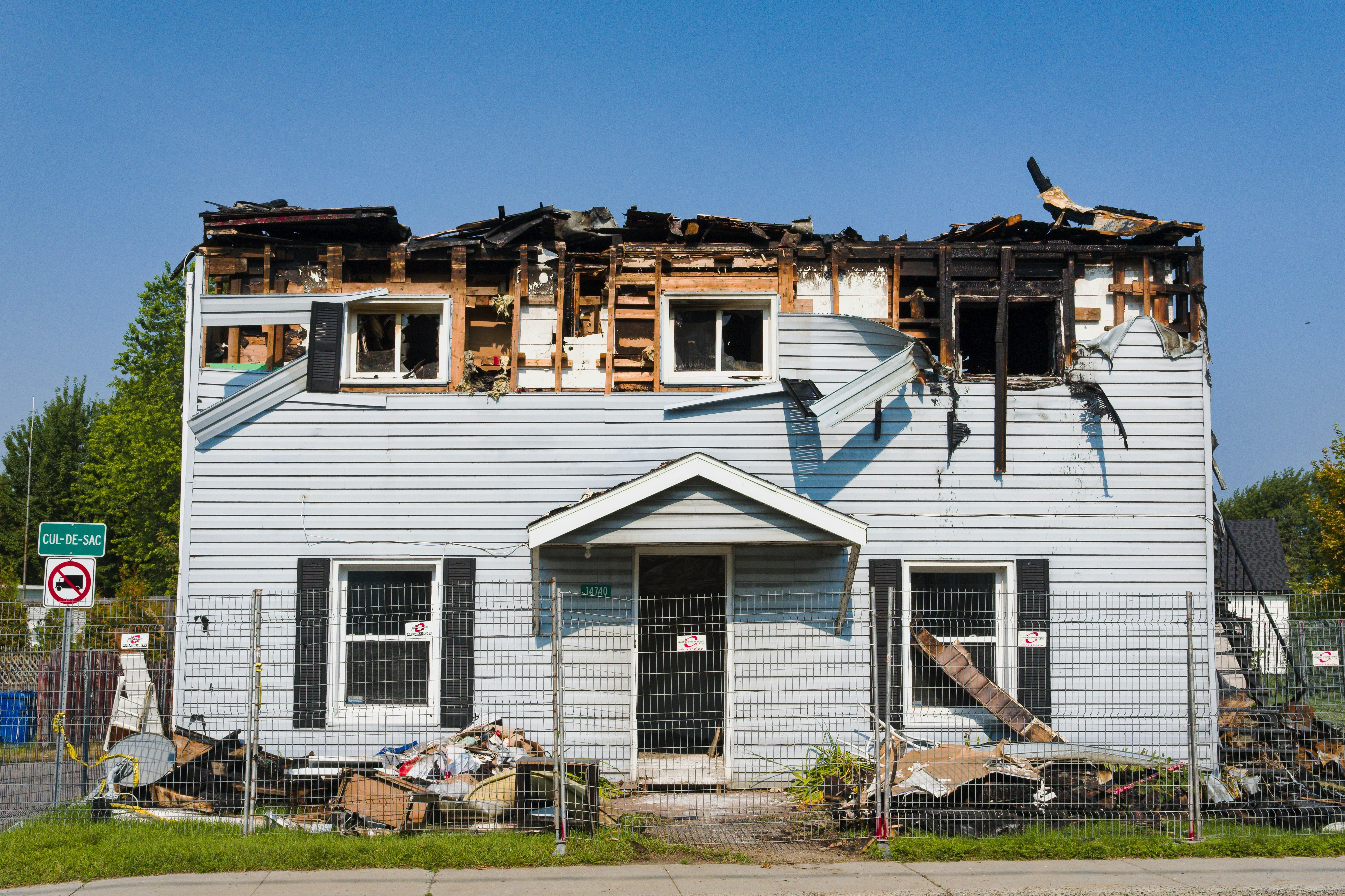 Fire-damaged home after wildfire