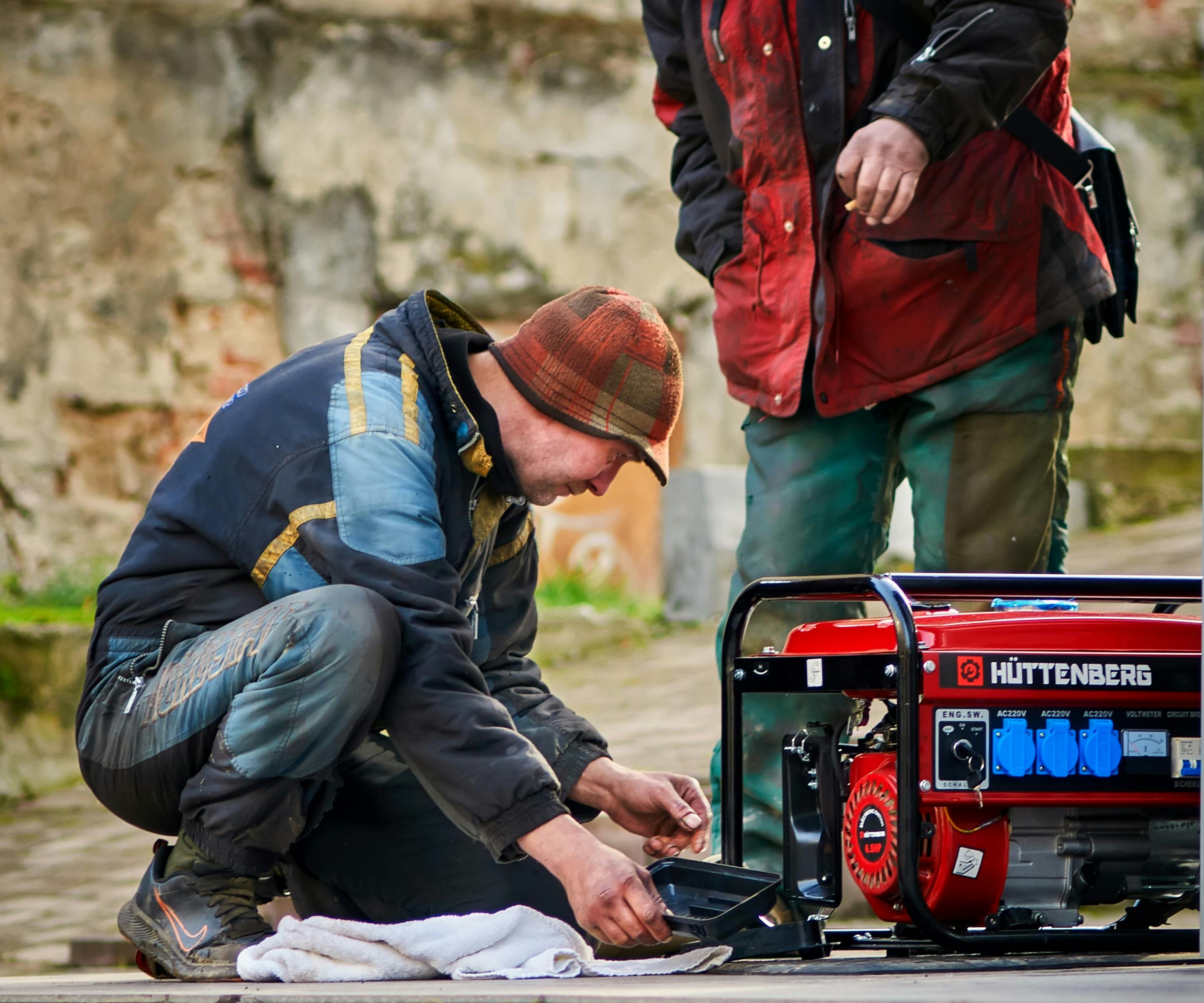 Testing portable generator outdoors before hurricane