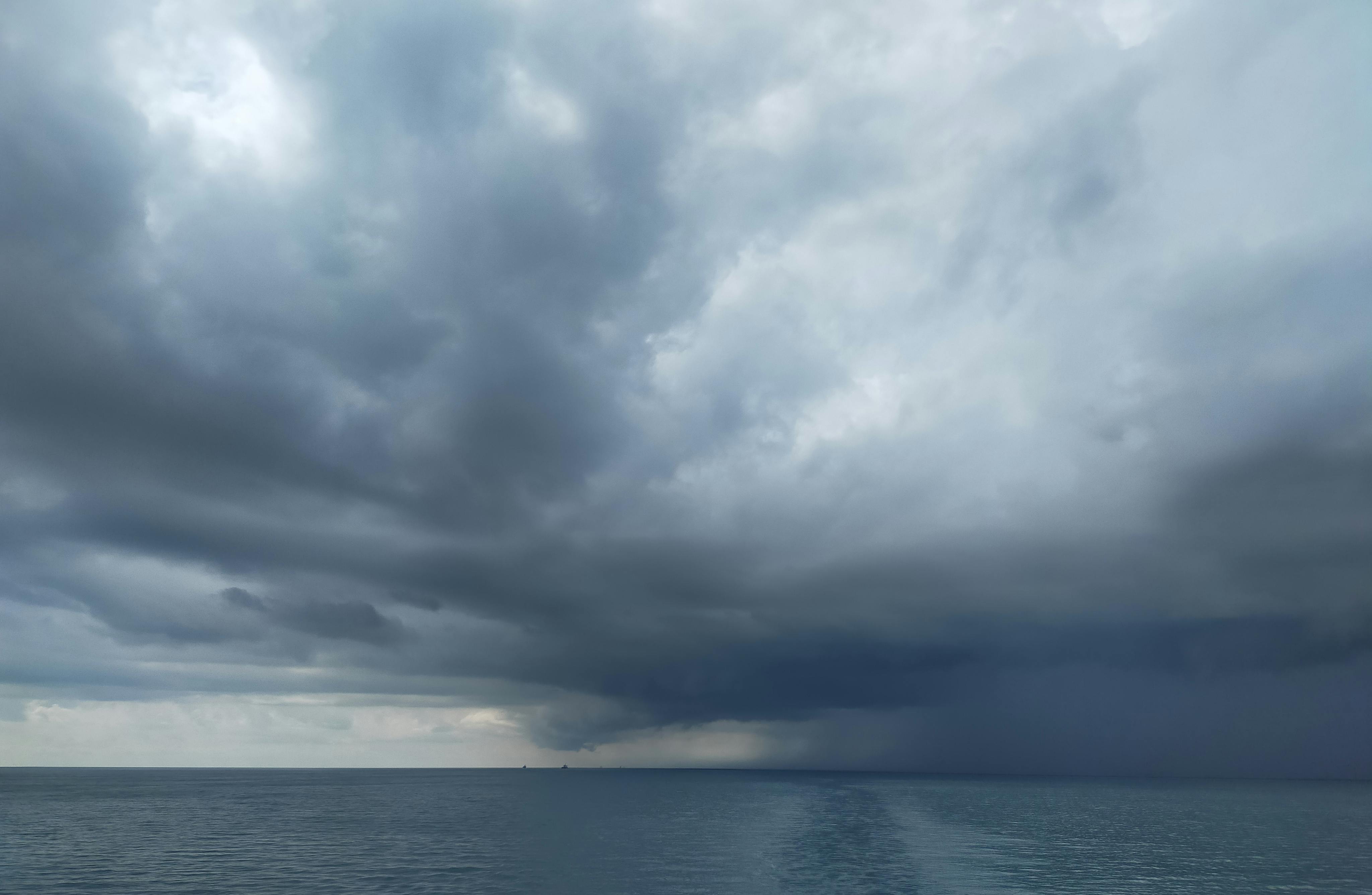 Dark storm clouds approaching before hurricane