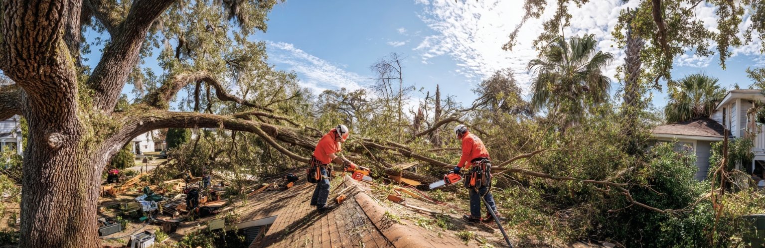 Tree removal crew after hurricane